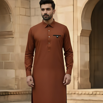 Wash & Wear Copper Stitched Shalwar Kameez D7