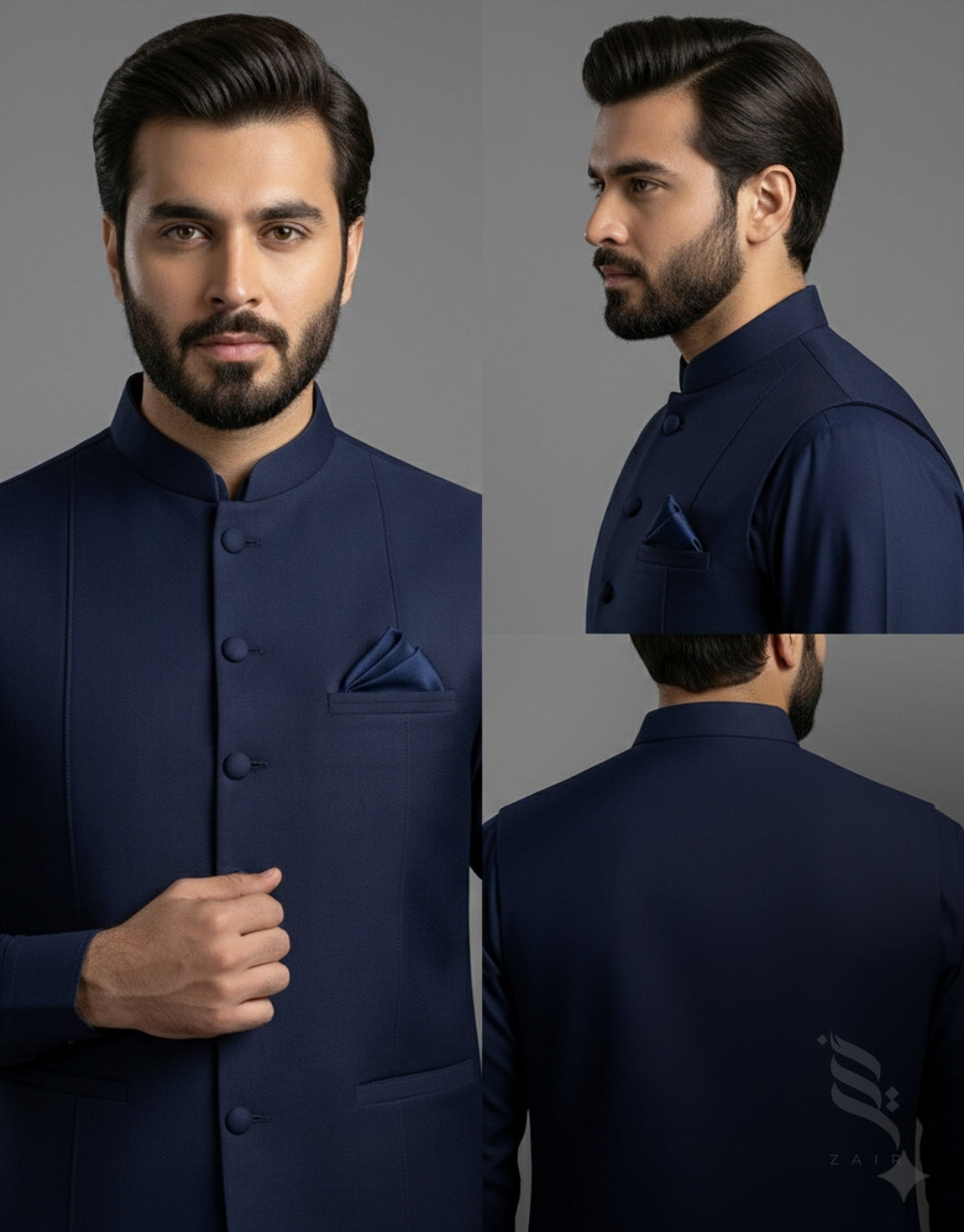 3-Piece Premium Shalwar Kameez with Waistcoat D1 Blue