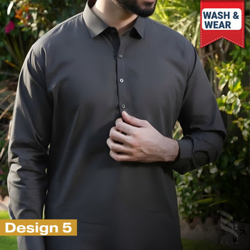 Zair Grey Collar Stitched Shalwar Kameez Design 5