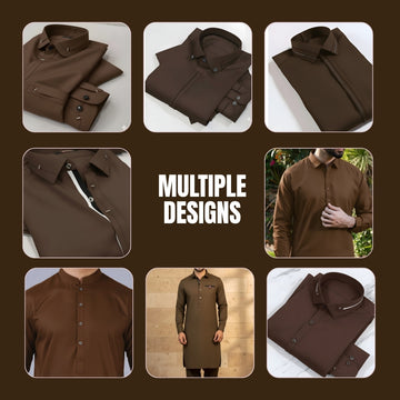 Zair Dark Brown Stitched Shalwar Kameez