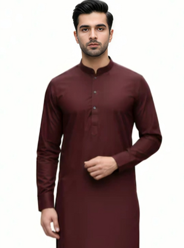 Wash & Wear Maroon Stitched Shalwar Kameez D6