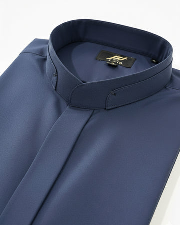 Wash & Wear Navy Blue Ban Stitched Shalwar Kameez