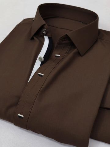 Wash & Wear Stitched Shalwar Kameez Brown Double Ribbon