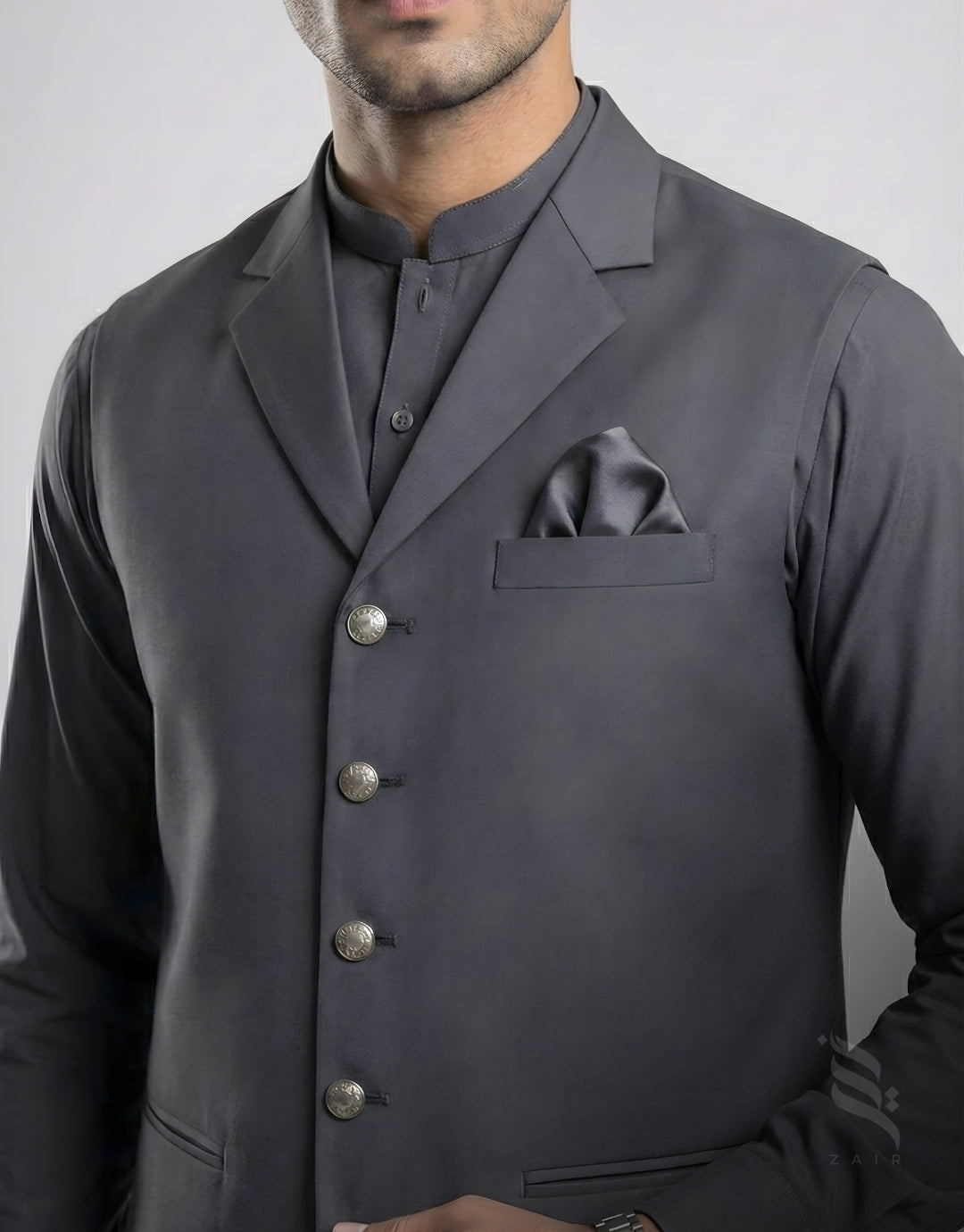 3-Piece Premium Shalwar Kameez with Waistcoat D2 Grey