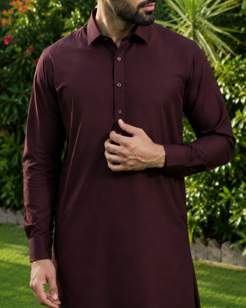 Wash & Wear Maroon Stitched Shalwar Kameez D5