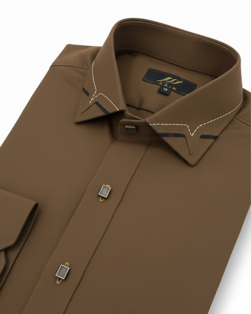 Wash & Wear Brown Stitched Shalwar Kameez D10