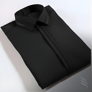 Wash & Wear Stitched Shalwar Kameez Black D3