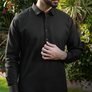 Wash & Wear Stitched Shalwar Kameez Black Design 5