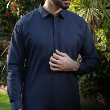 Wash & Wear Stitched Shalwar Kameez Blue Design 5