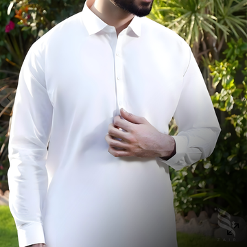 Wash & Wear Stitched Shalwar Kameez White D5