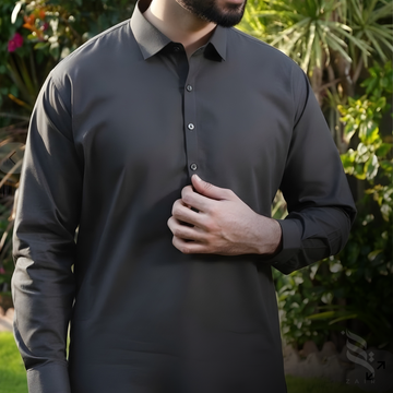 Zair Grey Collar Stitched Shalwar Kameez D5