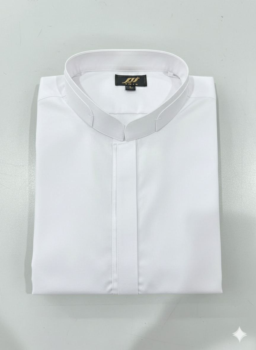 Wash & Wear White Ban Stitched Shalwar Kameez