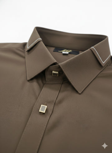 Wash & Wear Brown Stitched Shalwar Kameez D13