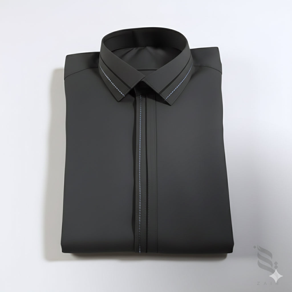 Zair Grey Collar Stitched Shalwar Kameez D3