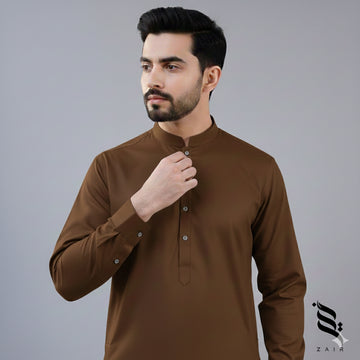 Wash & Wear Stitched Shalwar Kameez Brown D6