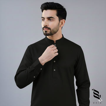 Wash & Wear Stitched Shalwar Kameez Black D6