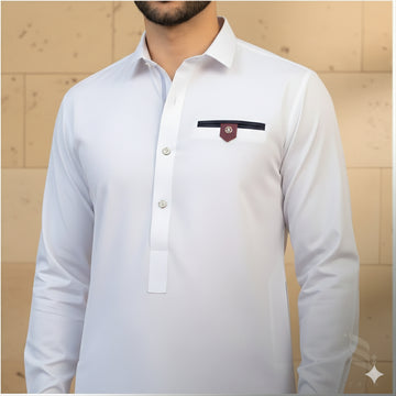 Wash & Wear Stitched Shalwar Kameez White D7