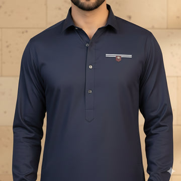 Wash & Wear Stitched Shalwar Kameez Blue Design 7