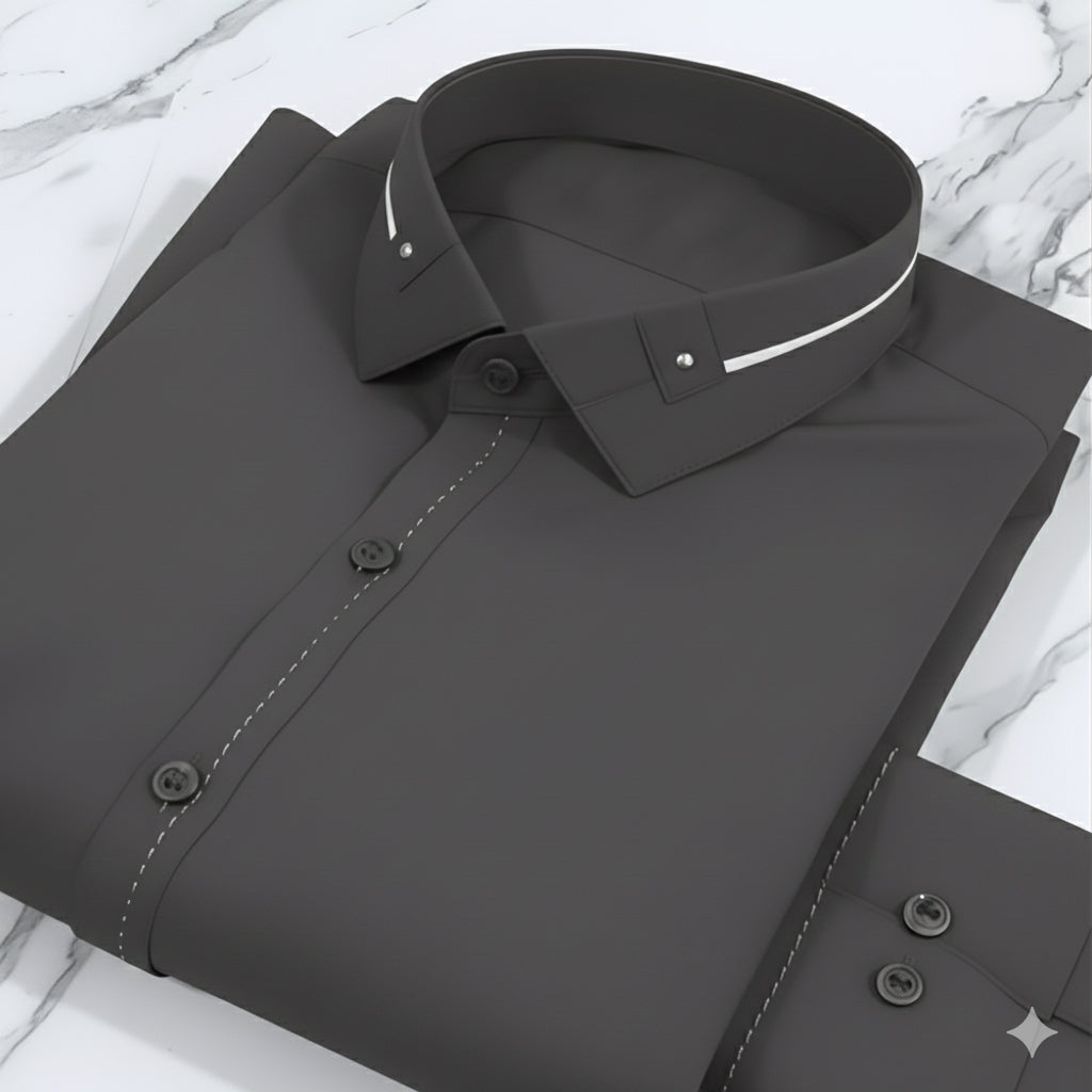 Zair Grey Collar Stitched Shalwar Kameez D8