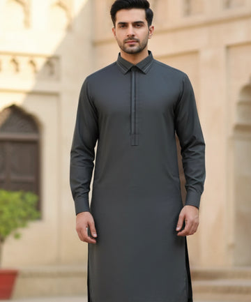 Wash & Wear Stitched Shalwar Kameez Grey D3
