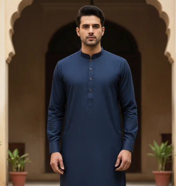 Wash & Wear Stitched Shalwar Kameez Navy Blue D6