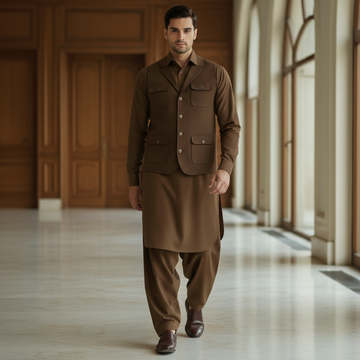 3-Piece Premium Trending Shalwar Kameez with Waistcoat