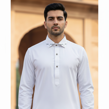 Wash & Wear Off-White Stitched Shalwar Kameez D10