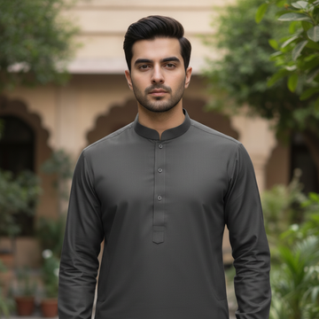 Wash & Wear Stitched Shalwar Kameez Grey D6