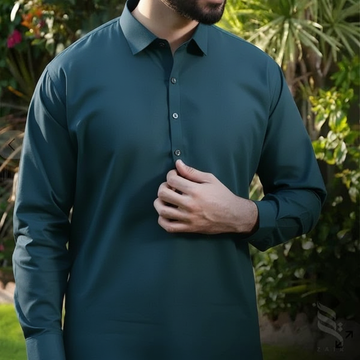 Wash & Wear Green Stitched Shalwar Kameez D5