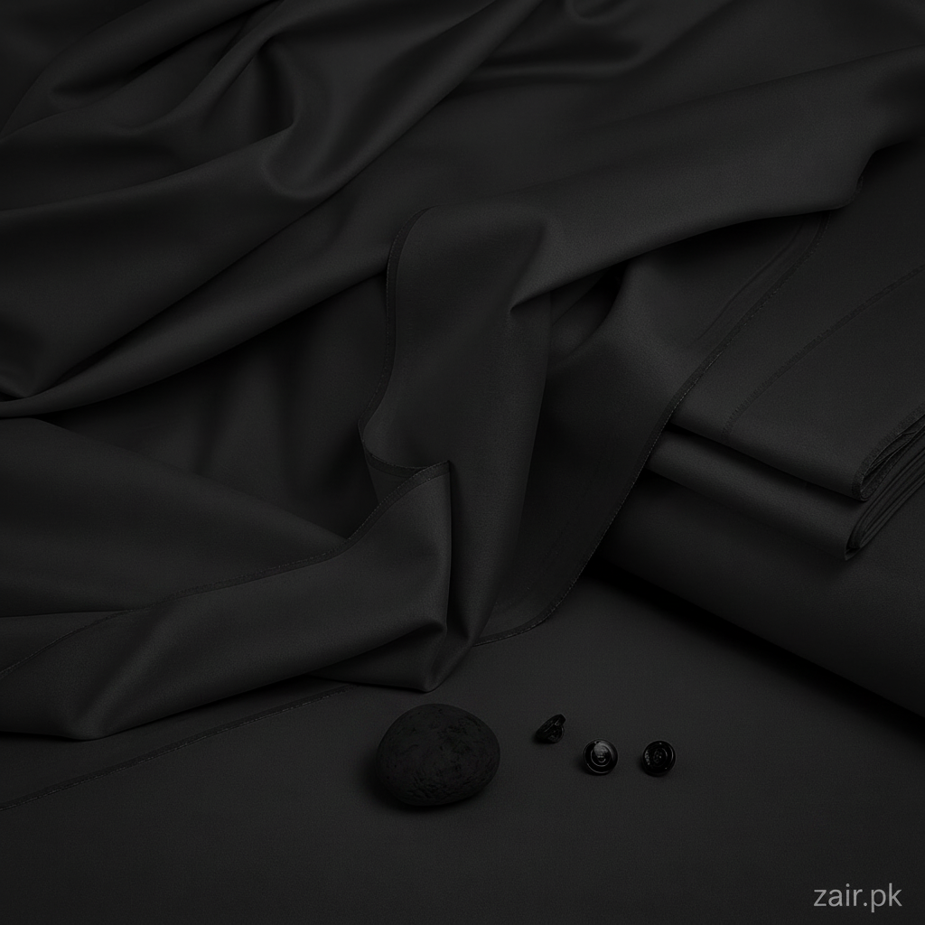 Unstitched Wash & Wear Black Shalwar Kameez