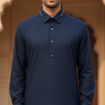 Wash & Wear Blue Stitched Shalwar Kameez D12